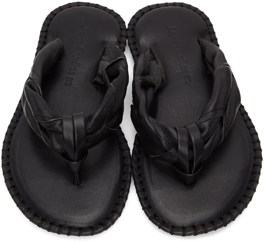 Acne Studios Black Blanket Stitch Sandals