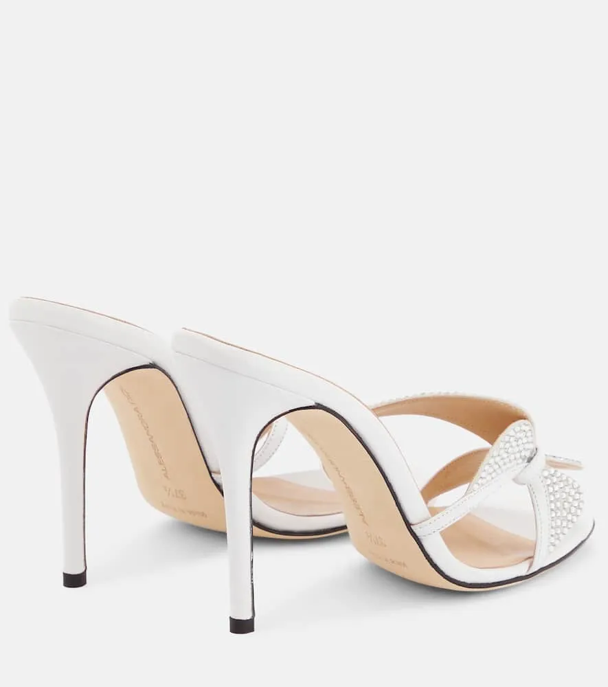 Alessandra Rich Butterfly crystal-embellished leather mules