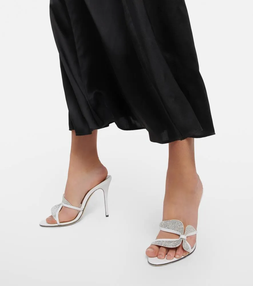 Alessandra Rich Butterfly crystal-embellished leather mules