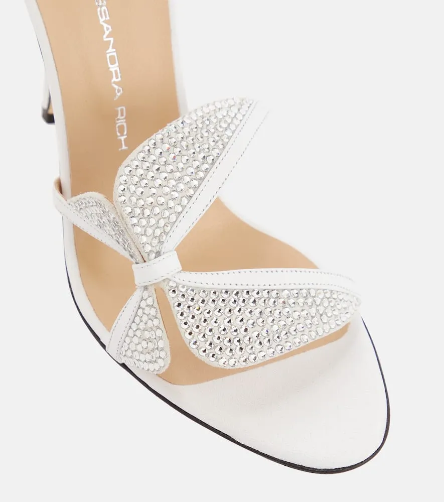 Alessandra Rich Butterfly crystal-embellished leather mules
