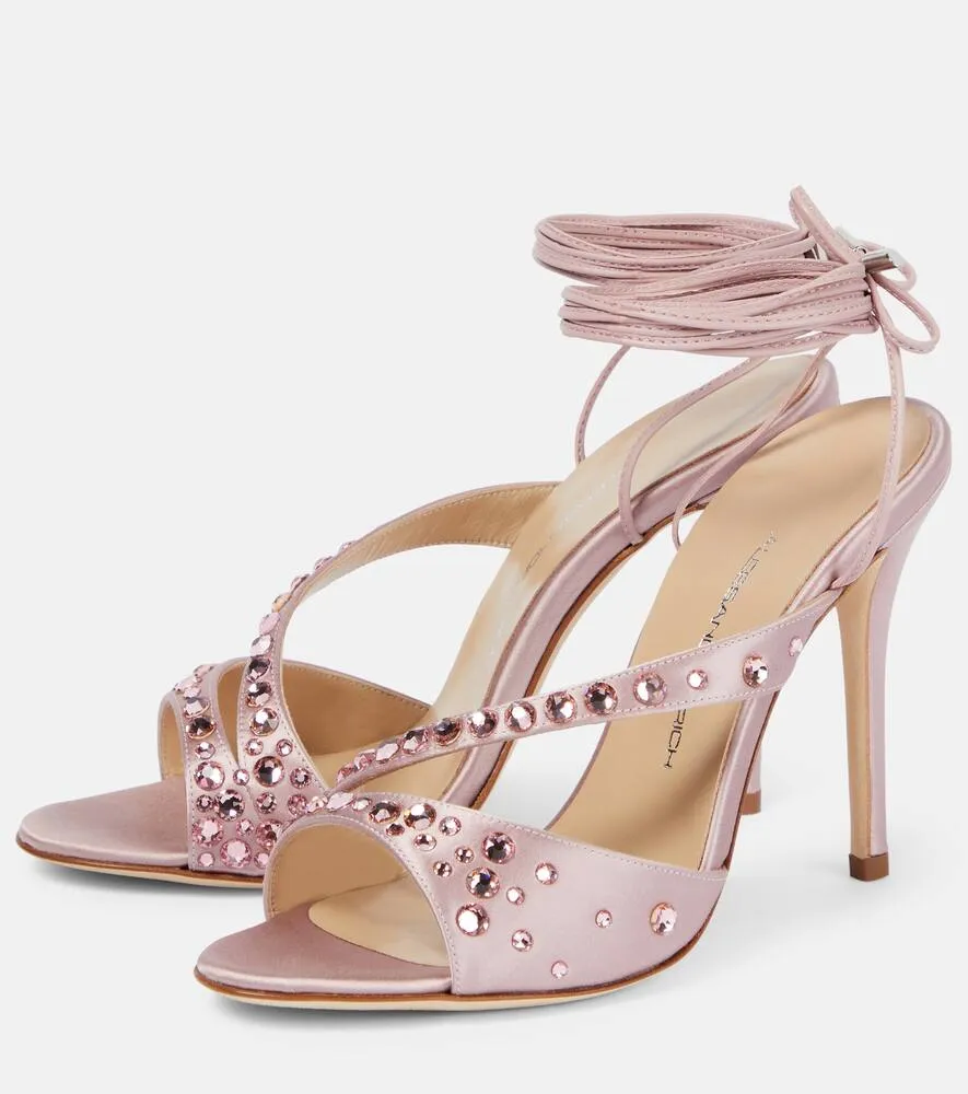Alessandra Rich Crystal-embellished satin sandals