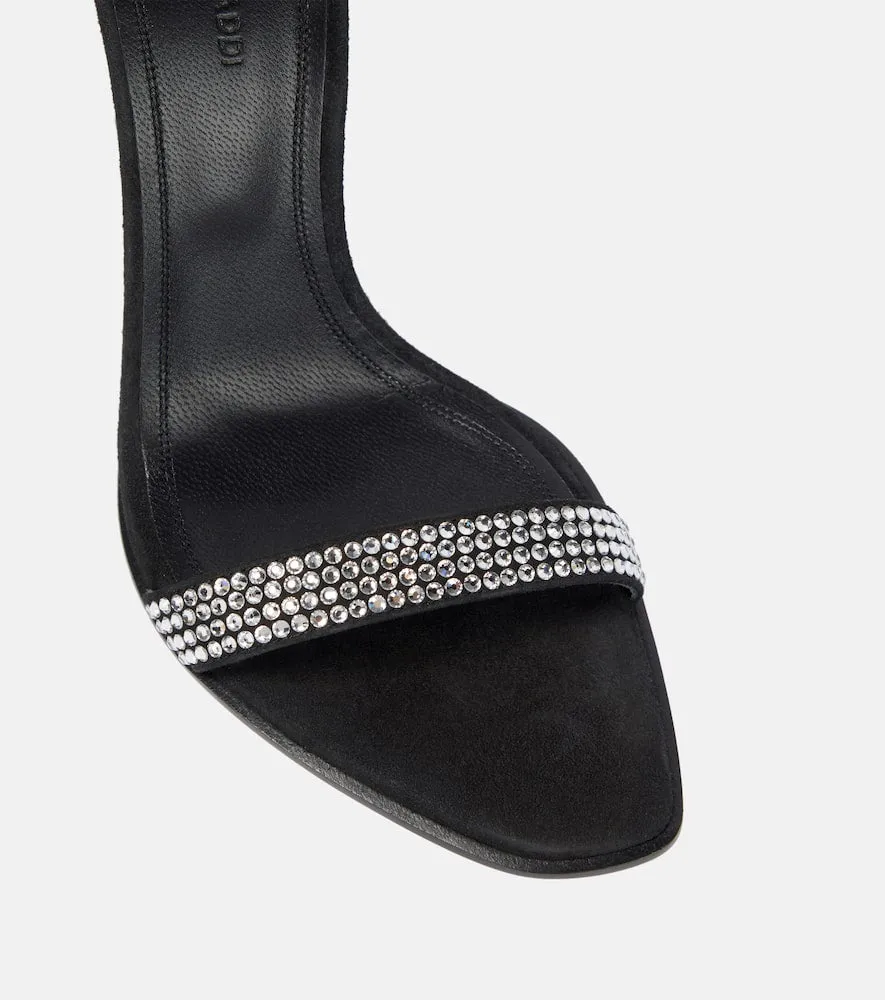 Amina Muaddi Kim crystal-embellished suede sandals