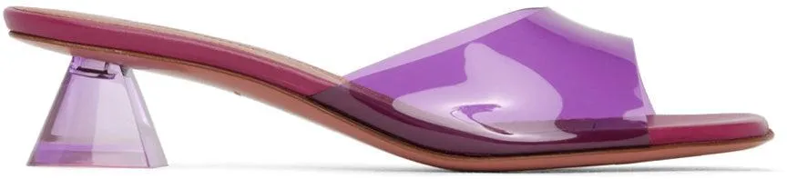 Amina Muaddi Lilac Lupita 40 Glass Heel Sandals