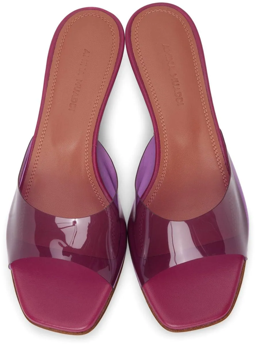 Amina Muaddi Lilac Lupita 40 Glass Heel Sandals