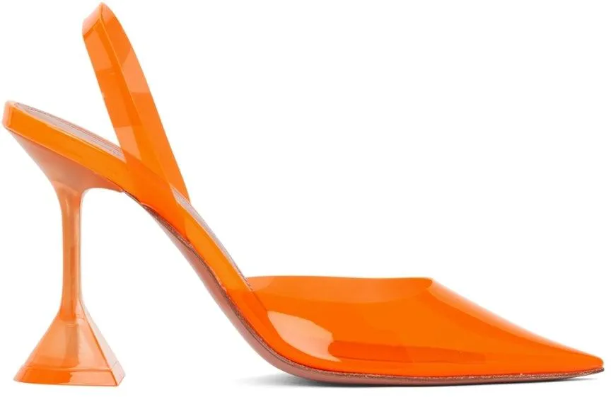 Amina Muaddi Orange PVC Holli Sling 95 Heels