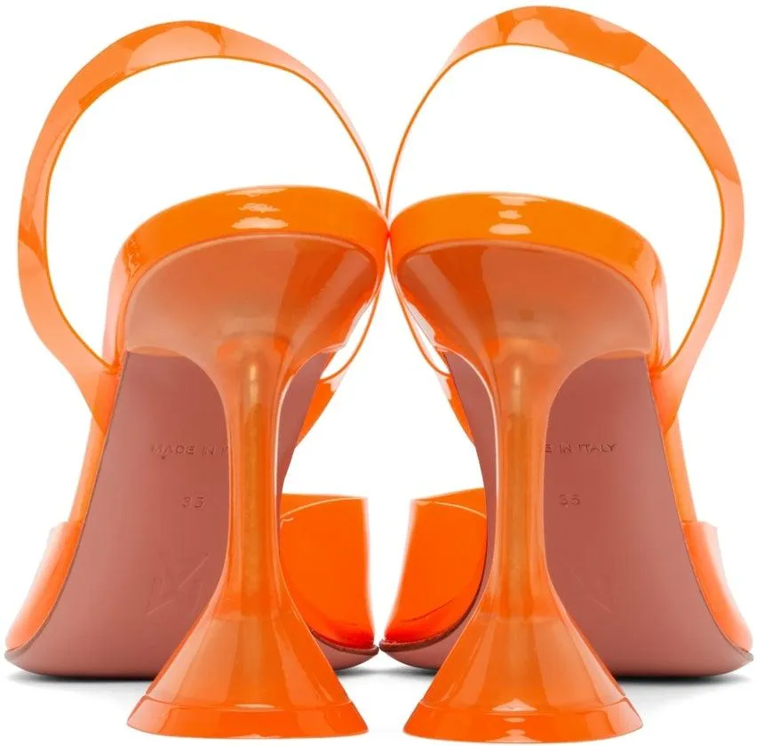 Amina Muaddi Orange PVC Holli Sling 95 Heels