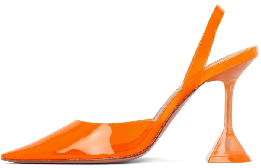Amina Muaddi Orange PVC Holli Sling 95 Heels