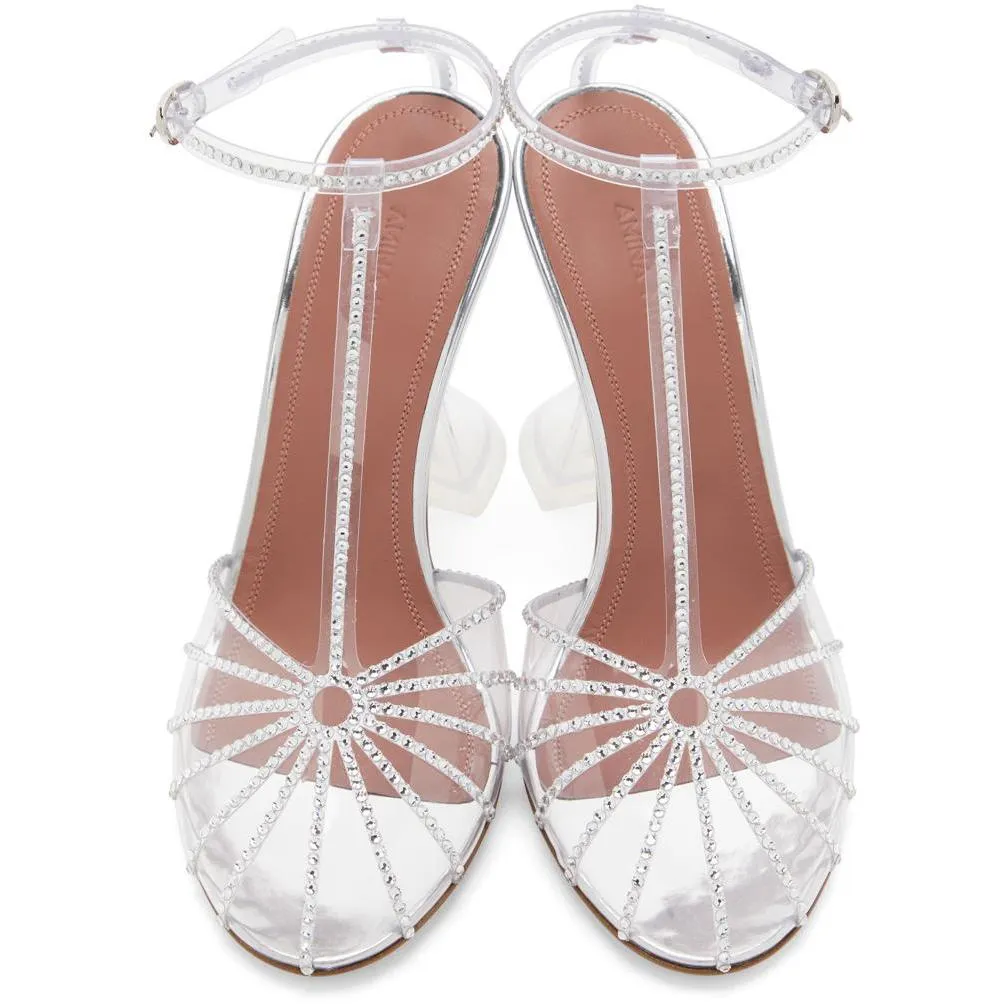 Amina Muaddi Transparent Byrgit T-Pump Heels