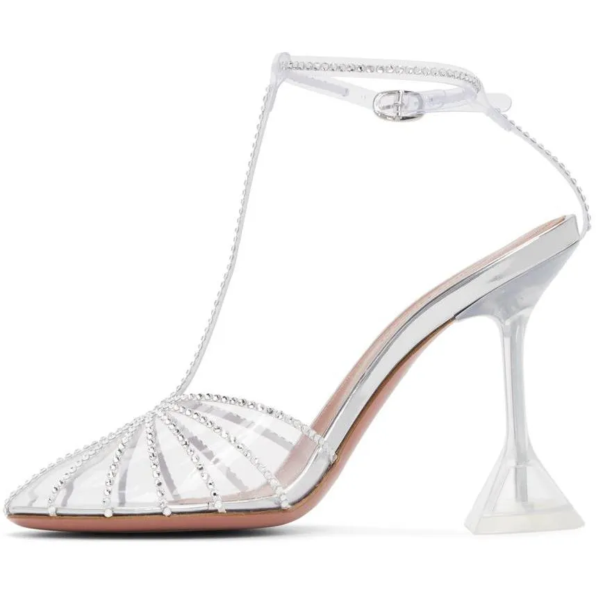 Amina Muaddi Transparent Byrgit T-Pump Heels
