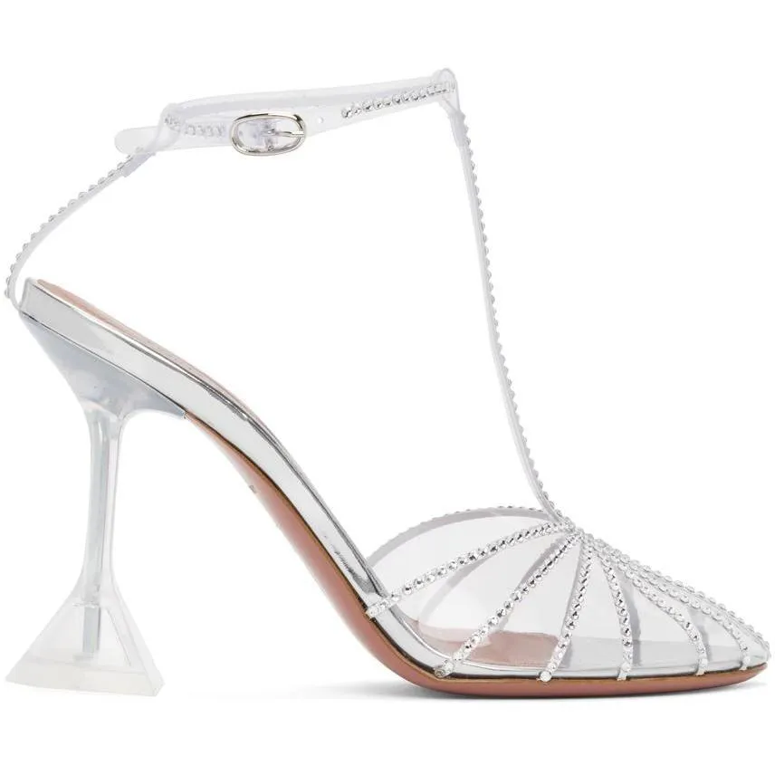 Amina Muaddi Transparent Byrgit T-Pump Heels