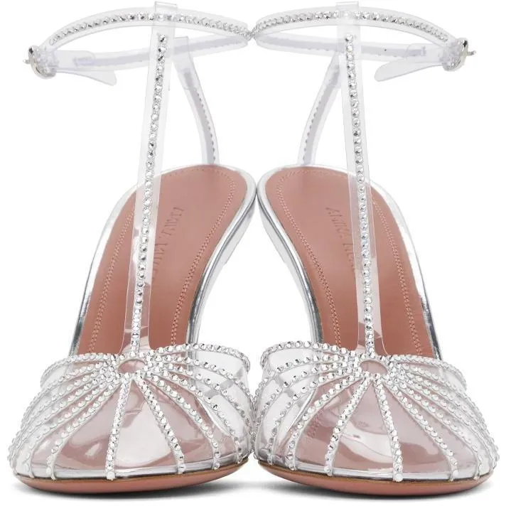 Amina Muaddi Transparent Byrgit T-Pump Heels