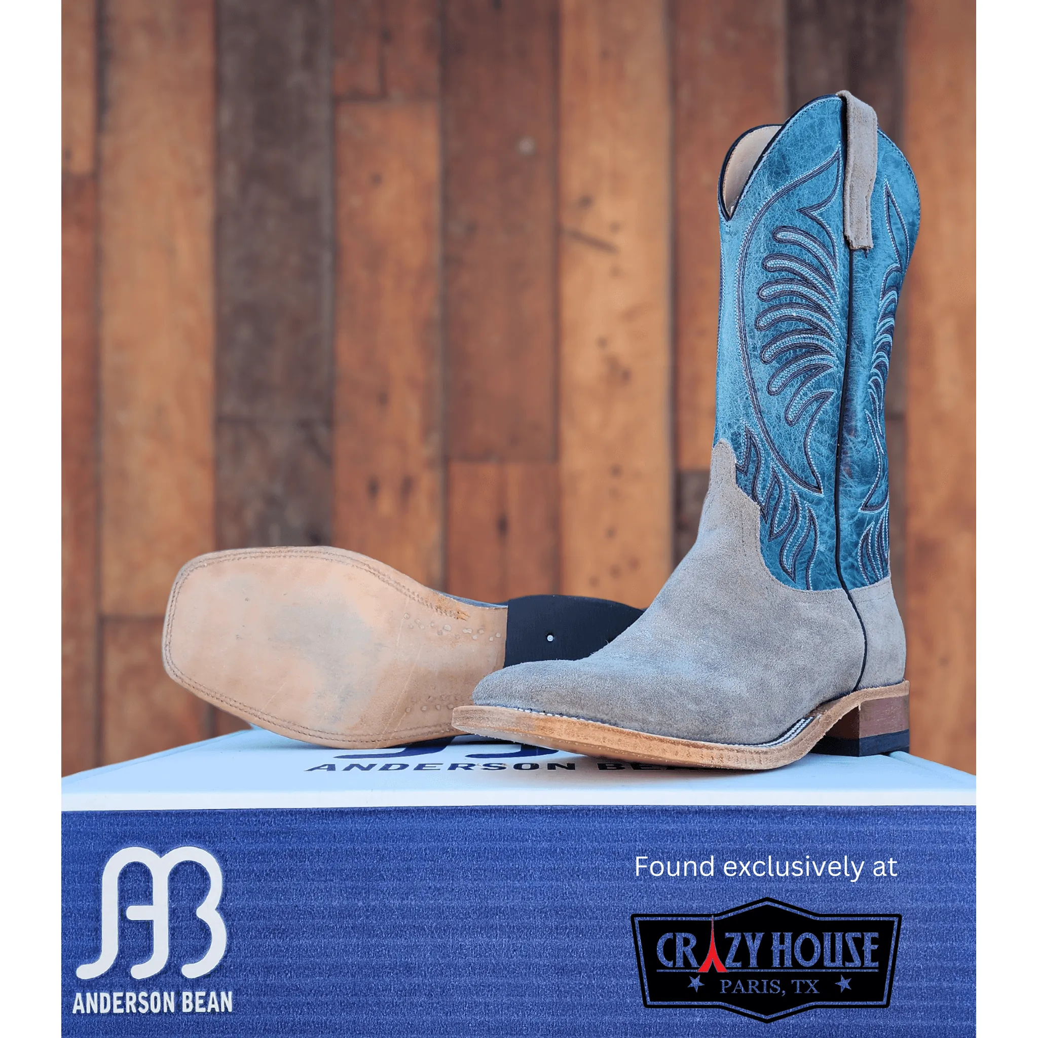 Anderson Bean Charcoal Extra Suede with Lava Blue Top
