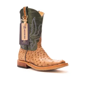 Anderson Bean Tan Full Quill Ostrich with Green Tops