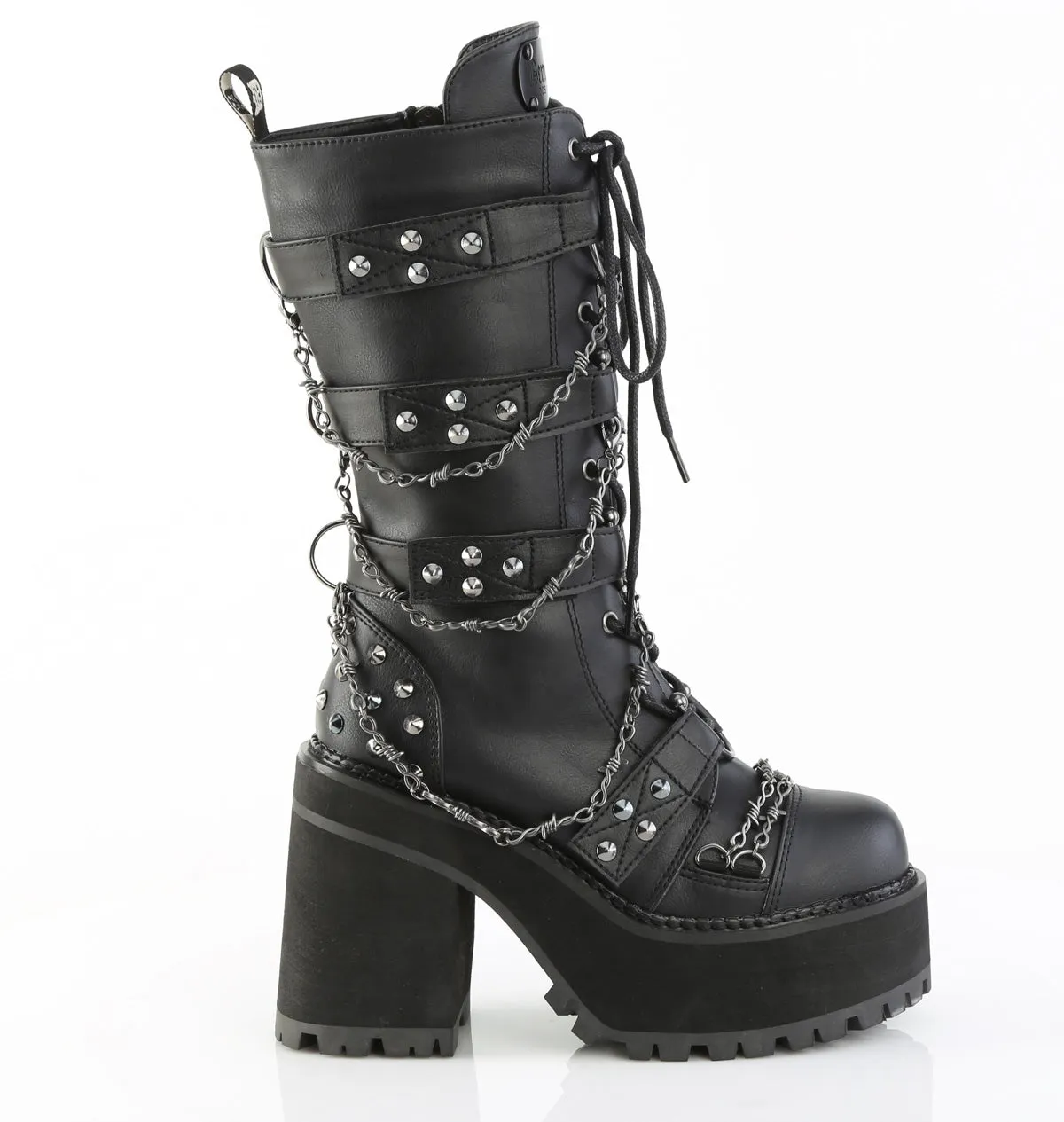 Assault 117 Gothic Punk Platform Knee Boots  - Demonia Direct