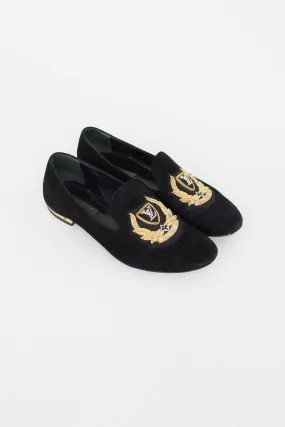 Black & Gold Suede Loafer
