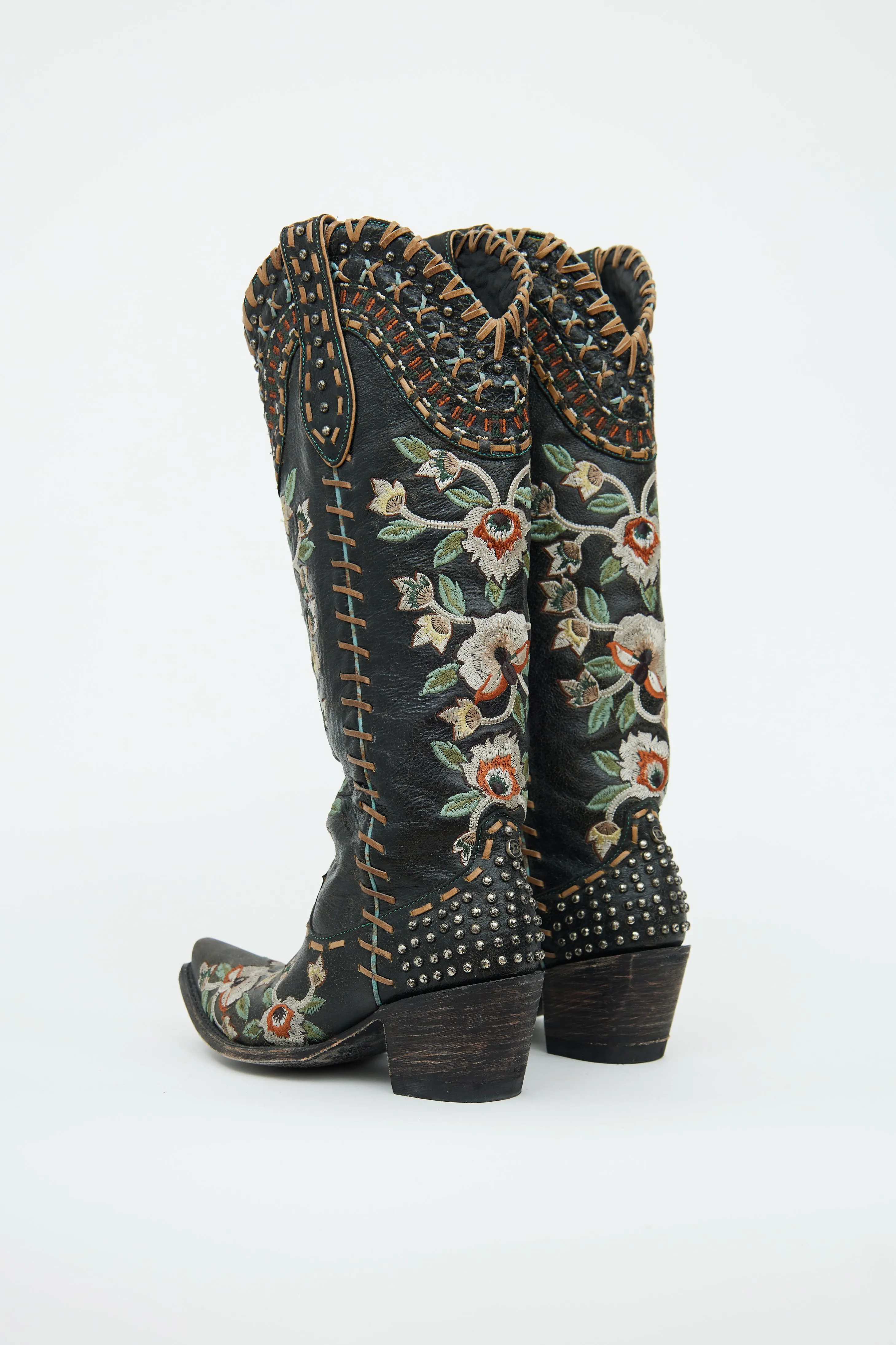 Black Embroidered Boot