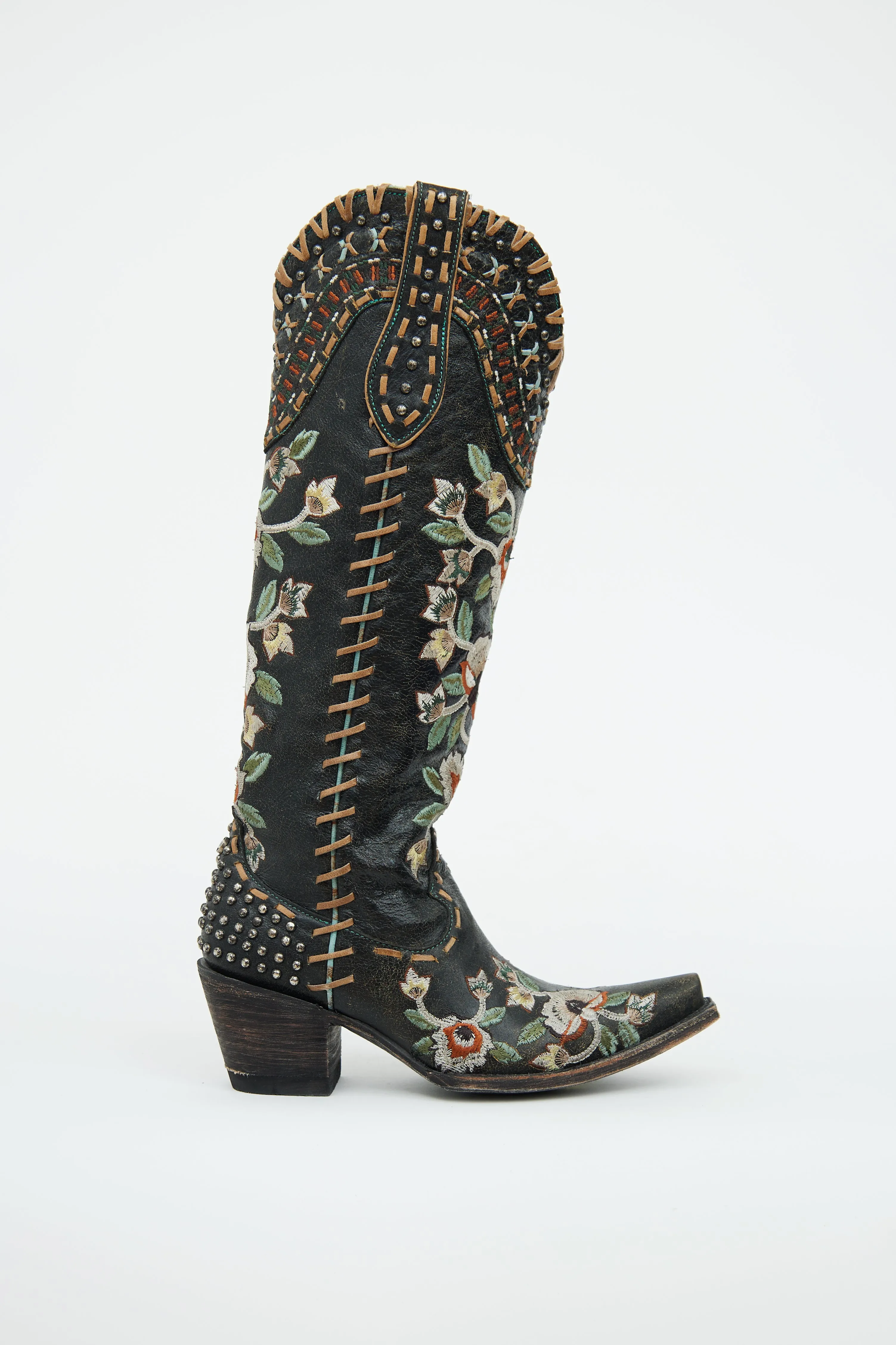 Black Embroidered Boot