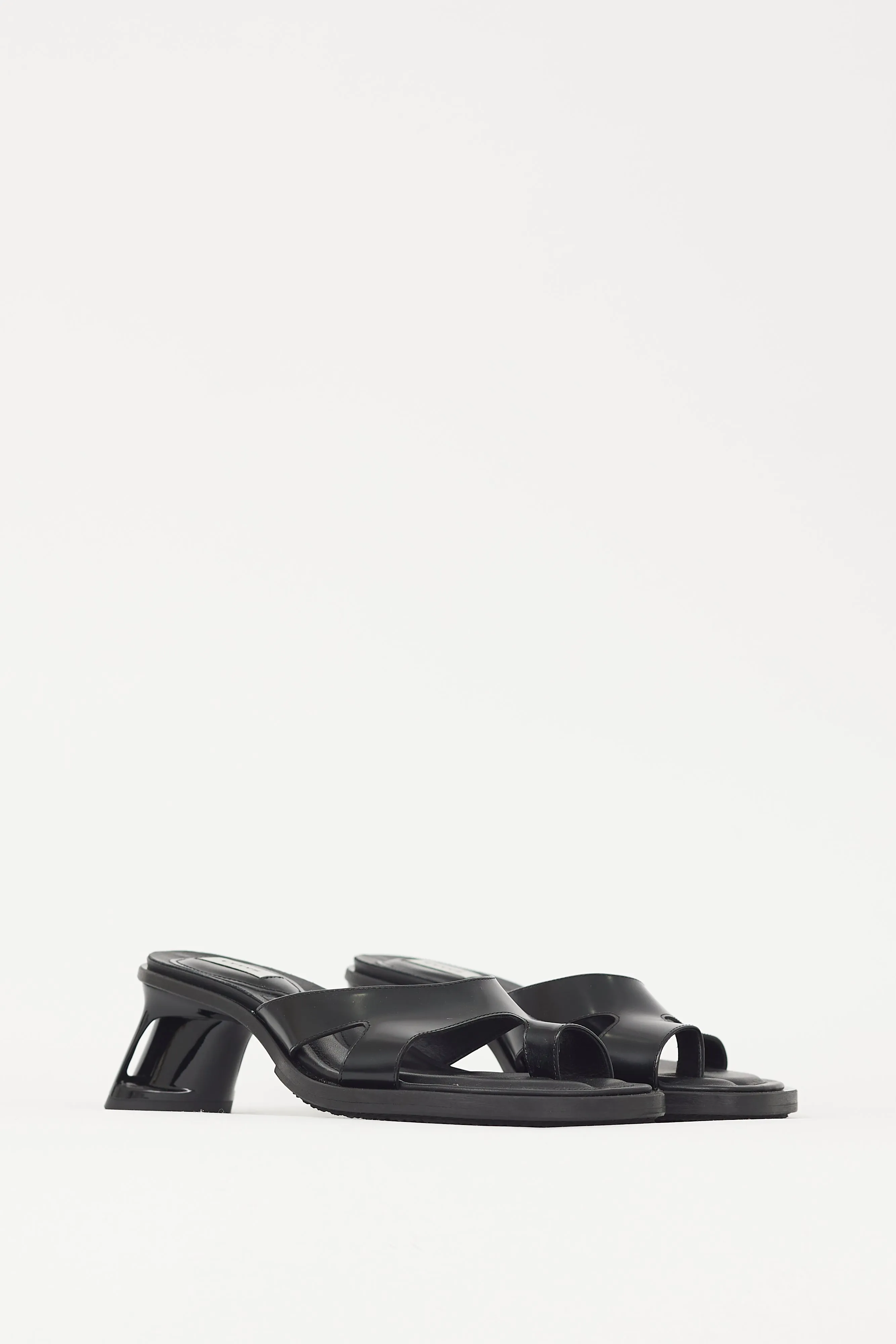 Black Leather Ava Cutout Heel