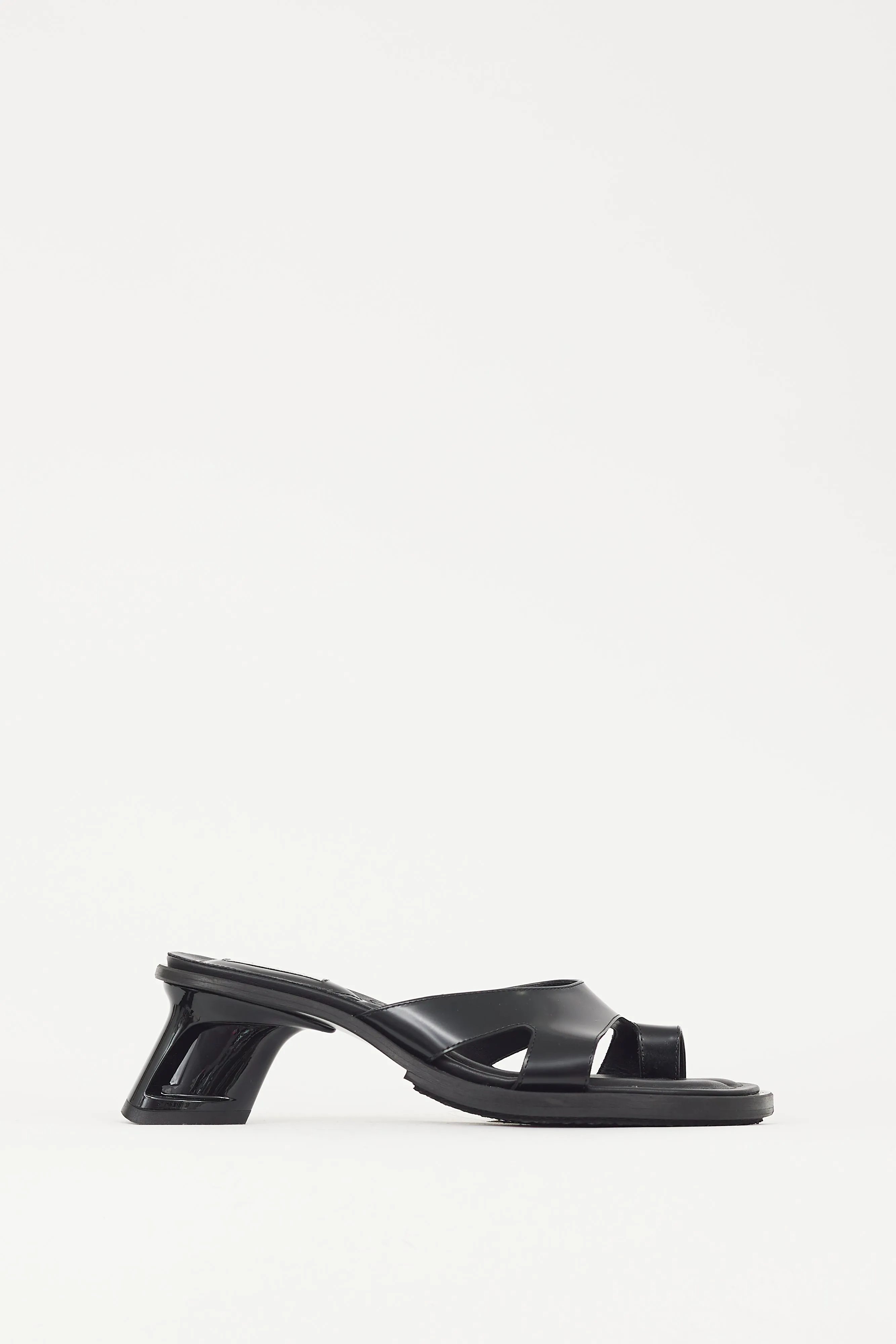 Black Leather Ava Cutout Heel