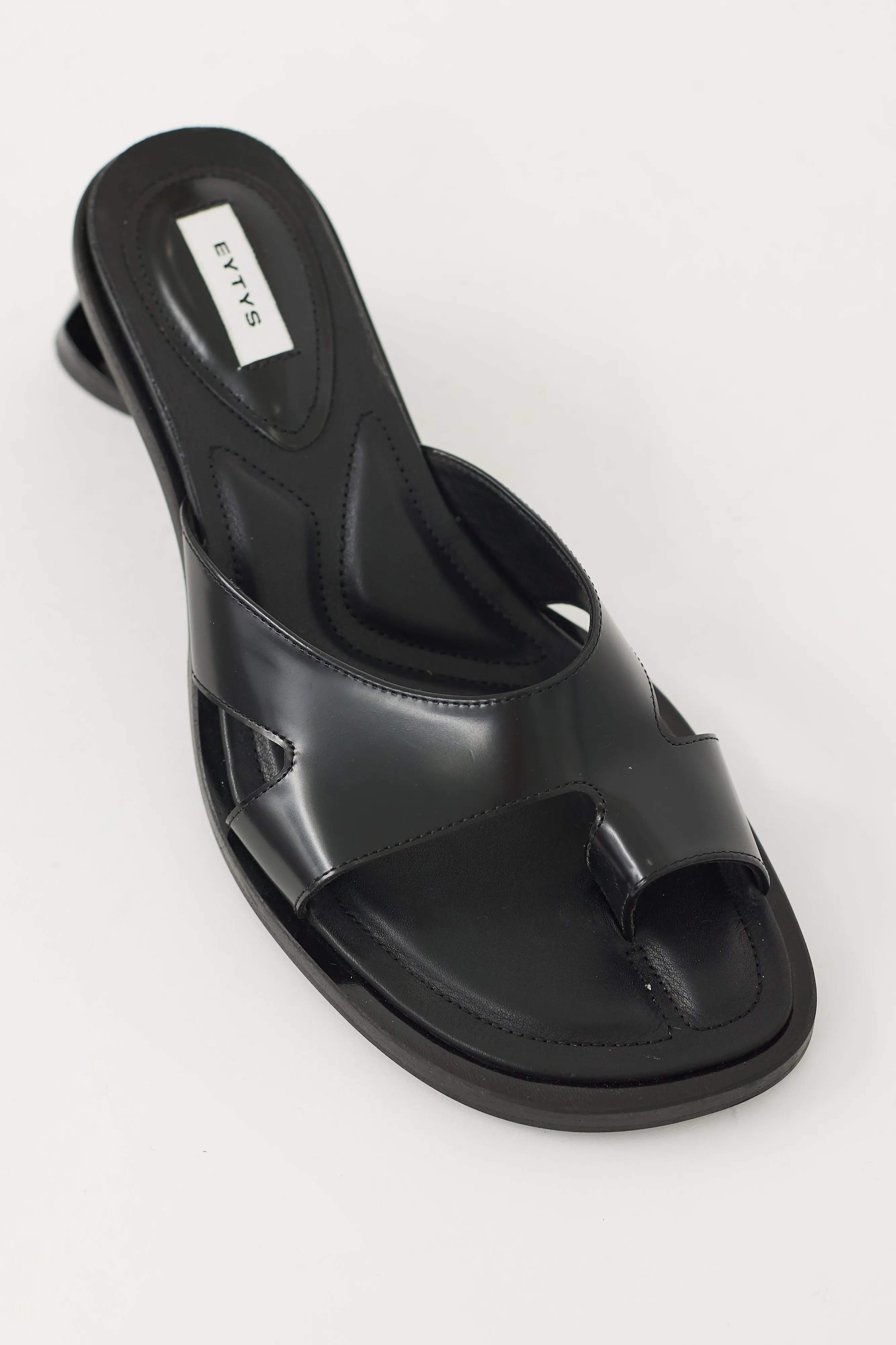Black Leather Ava Cutout Heel