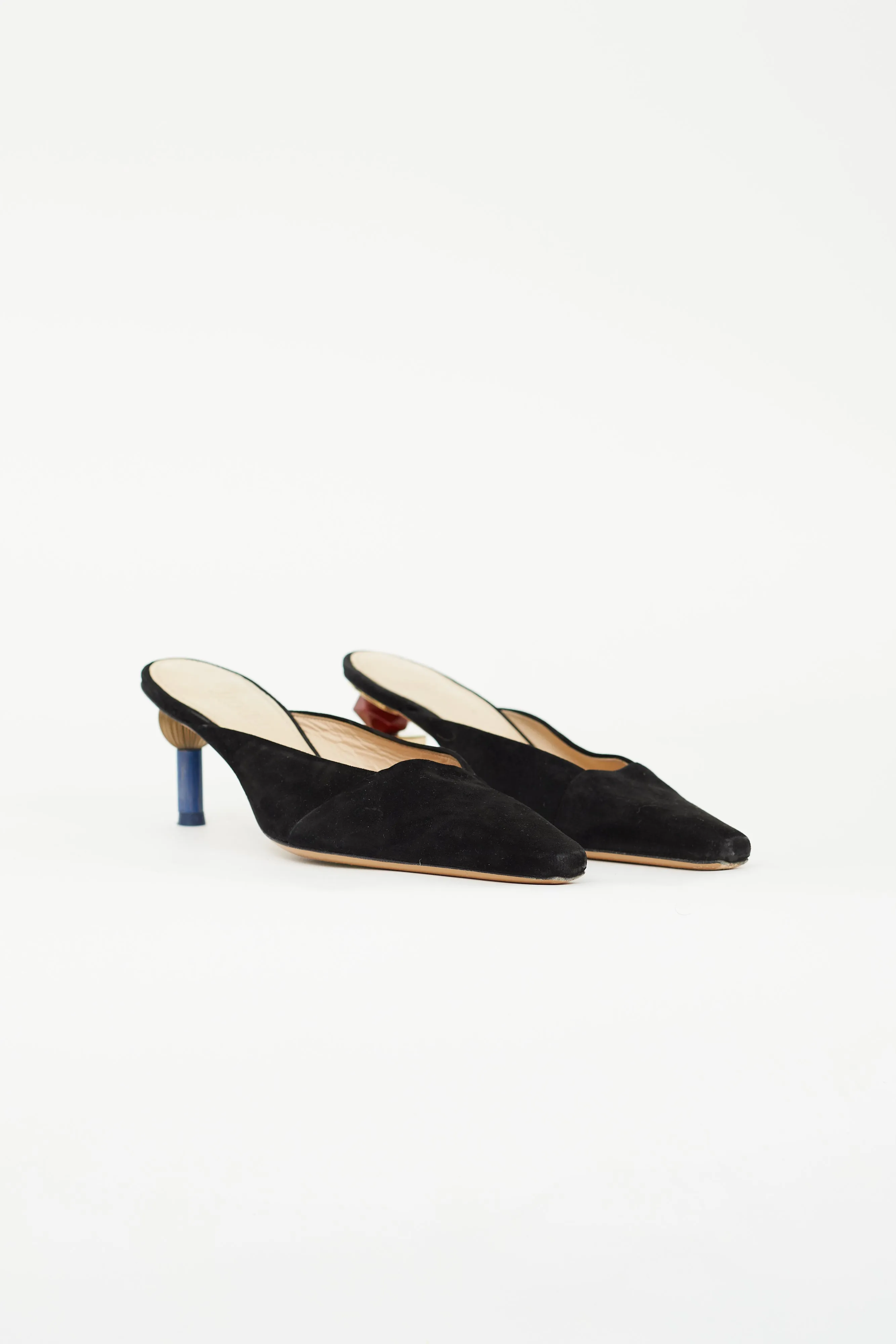 Black Suede Maceio 40 Sculptural Mule