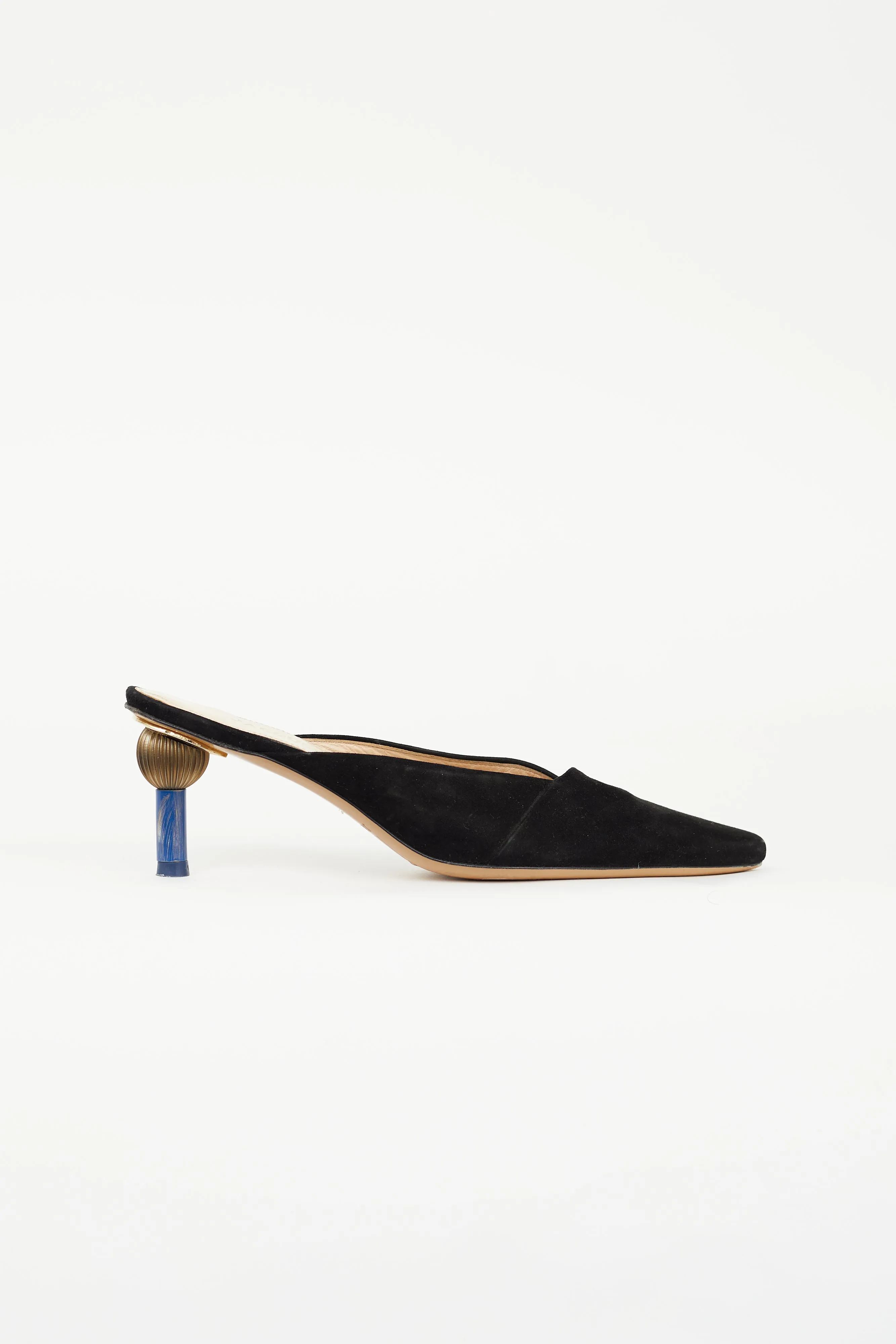 Black Suede Maceio 40 Sculptural Mule