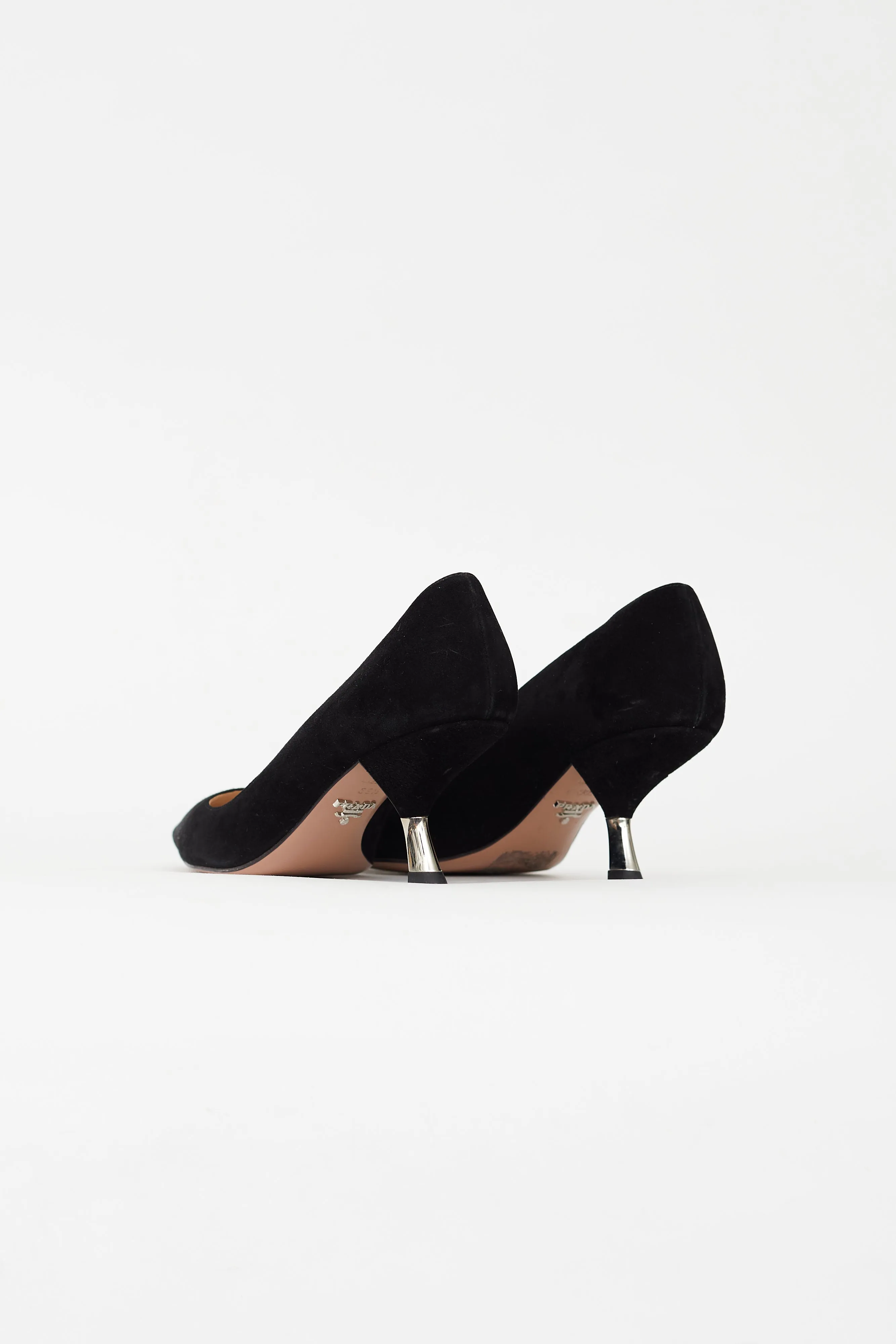 Black Suede Sculptural Heel Pump
