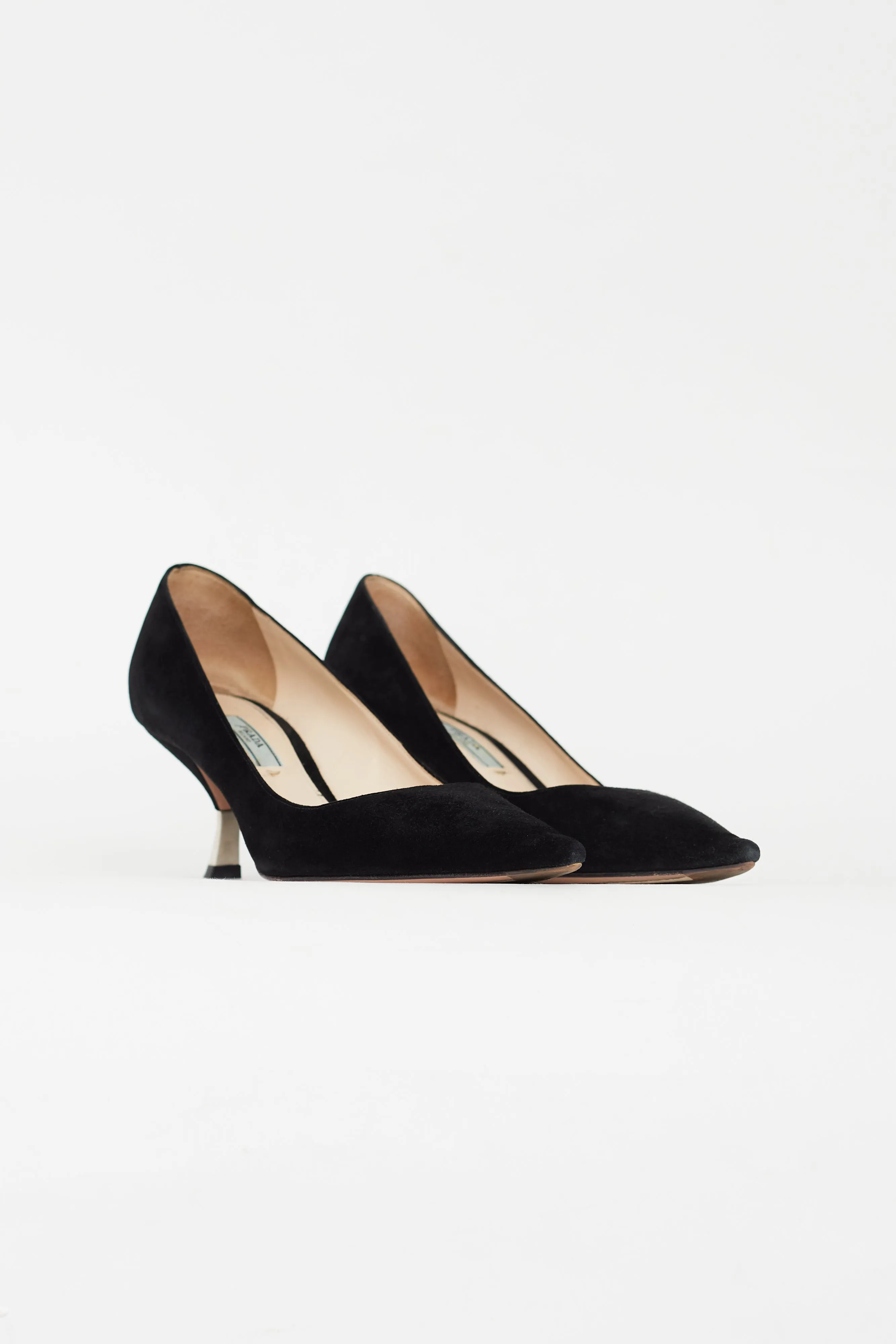 Black Suede Sculptural Heel Pump