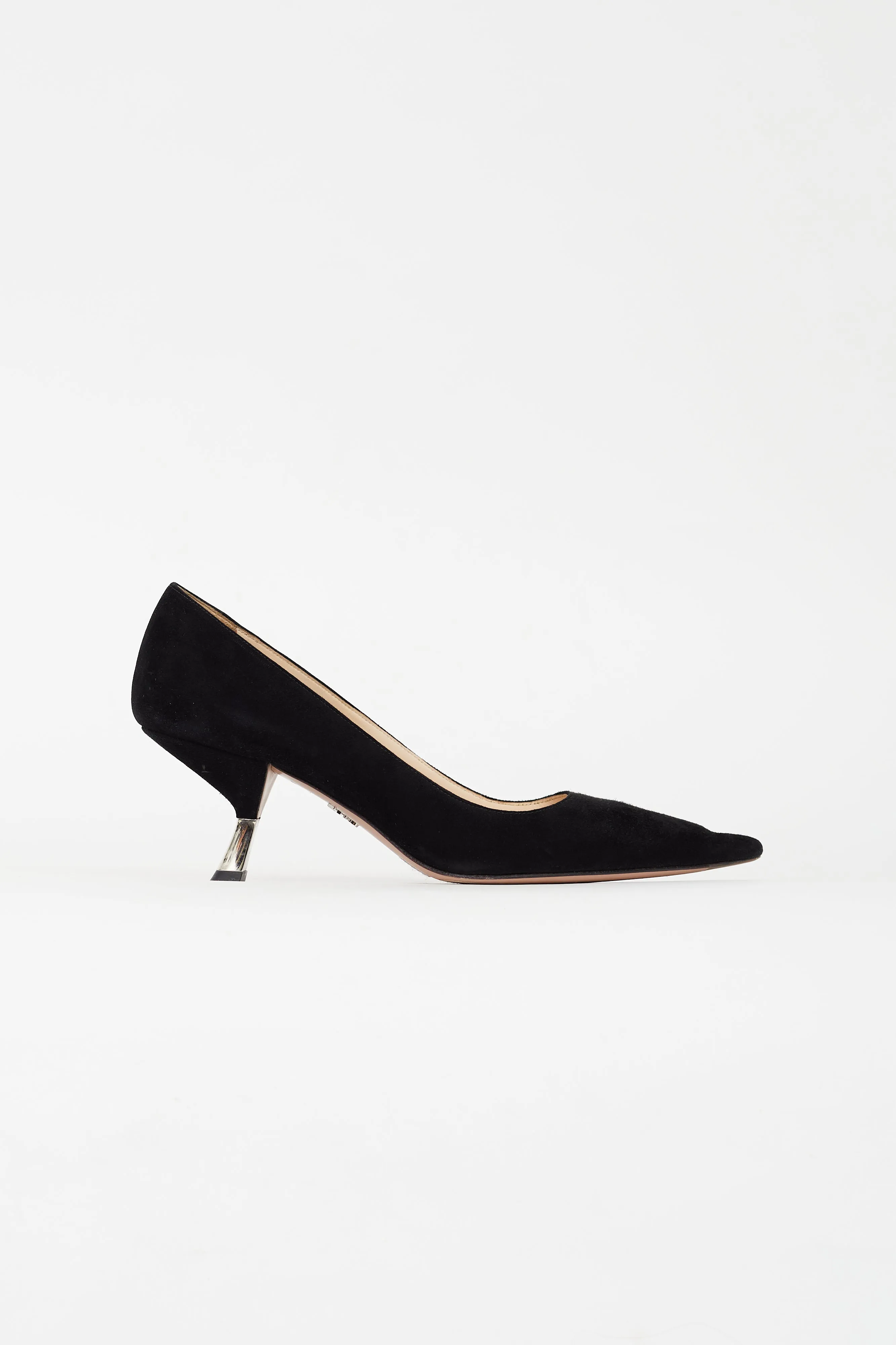 Black Suede Sculptural Heel Pump