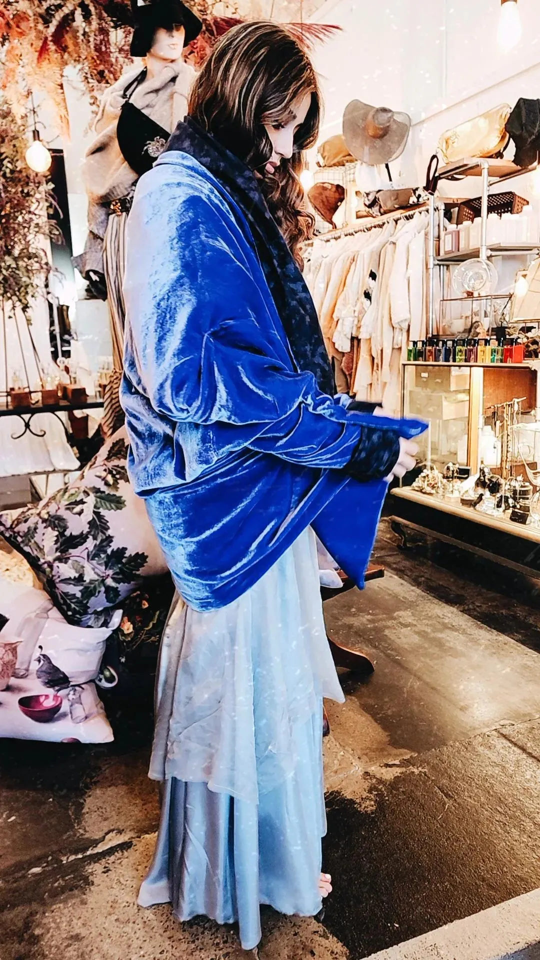 Cocoon coat (Silk velvet) - Marine Blue