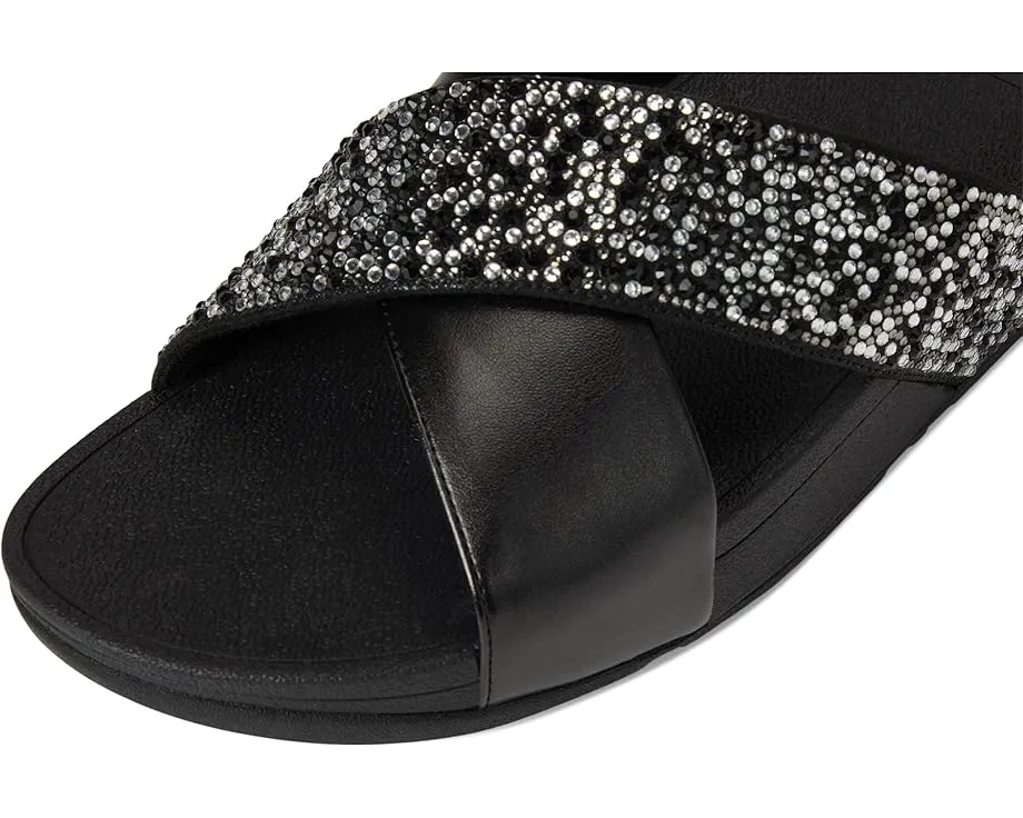 Fitflop Lulu Crystal-Mix Metallic Cross Wedge Slides