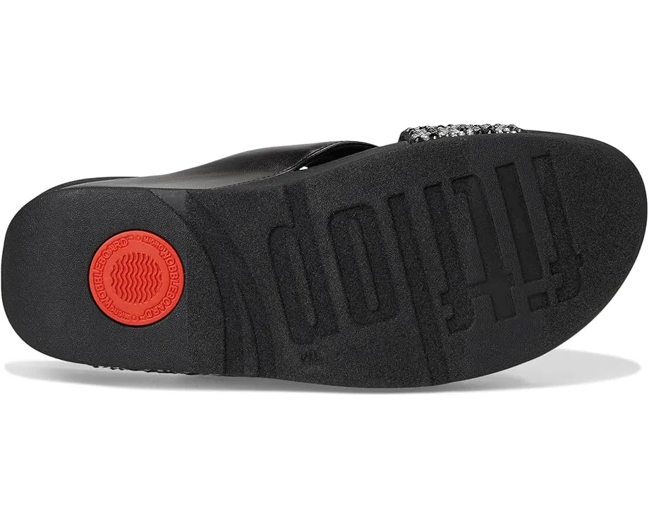 Fitflop Lulu Crystal-Mix Metallic Cross Wedge Slides