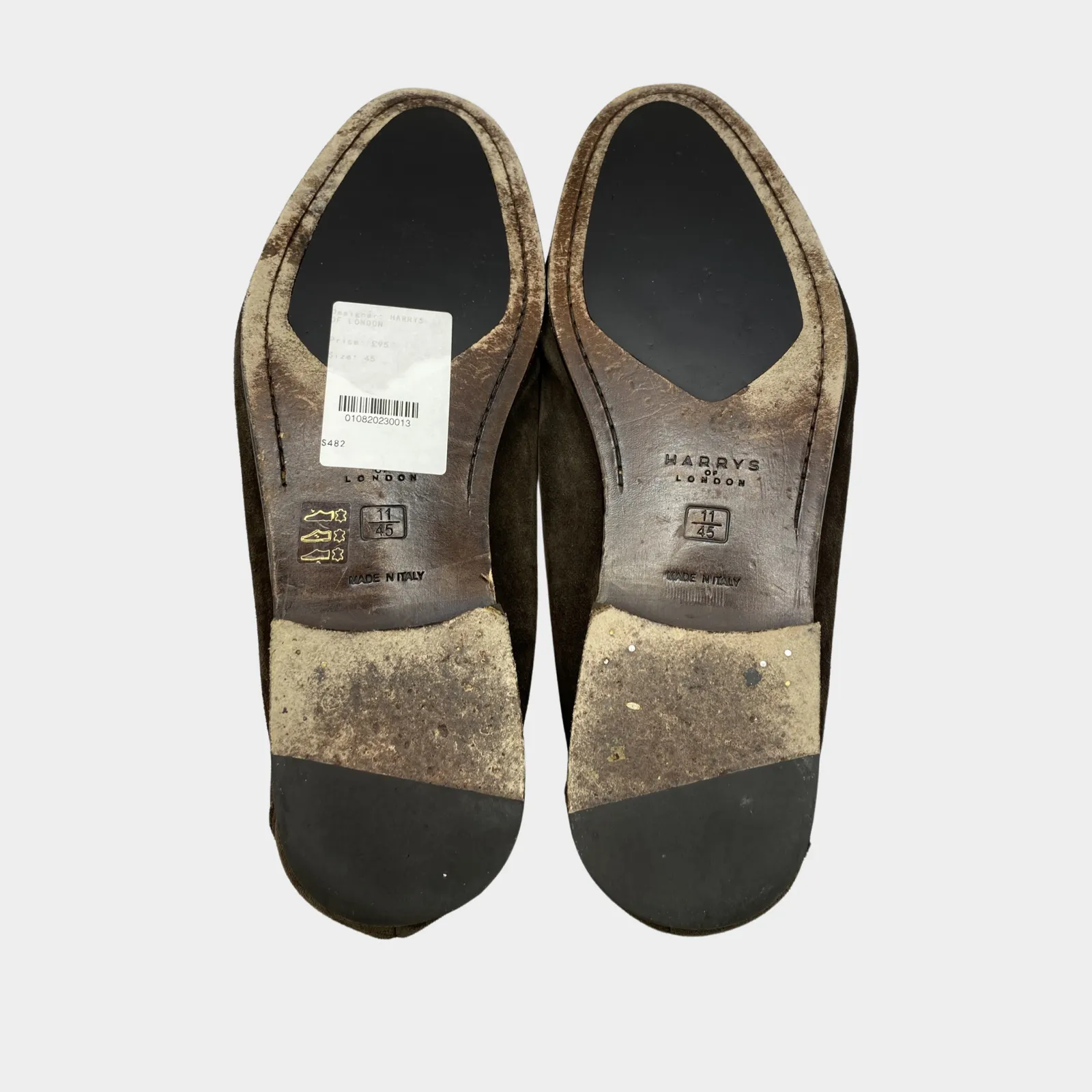 Harrys Of London brown suede loafers with fringe