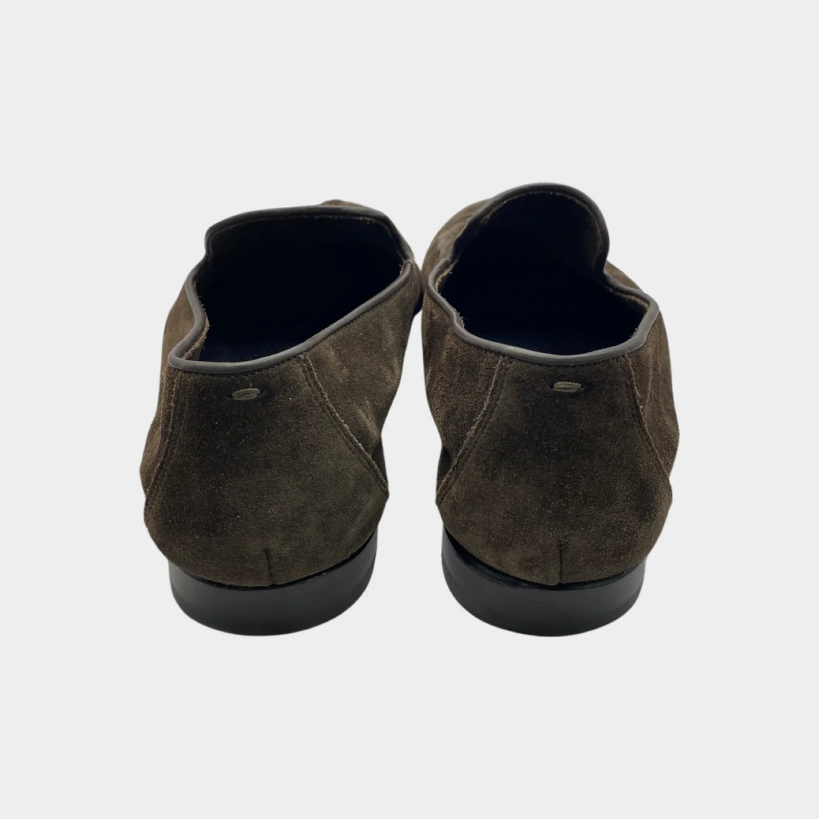 Harrys Of London brown suede loafers with fringe