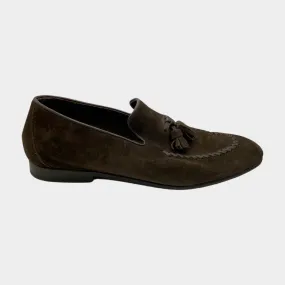 Harrys Of London brown suede loafers with fringe