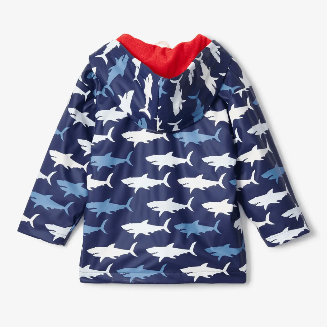 HATLEY Colour Changing Raincoat | Hungry Sharks Size 3
