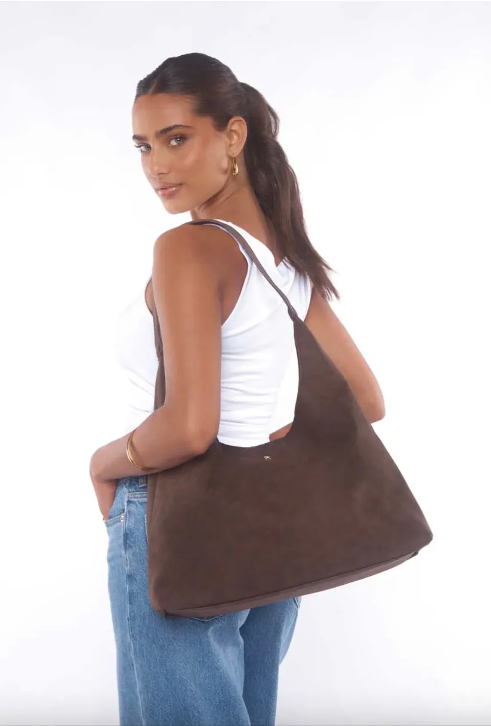 Jami Slouch Tote - Choc Suede