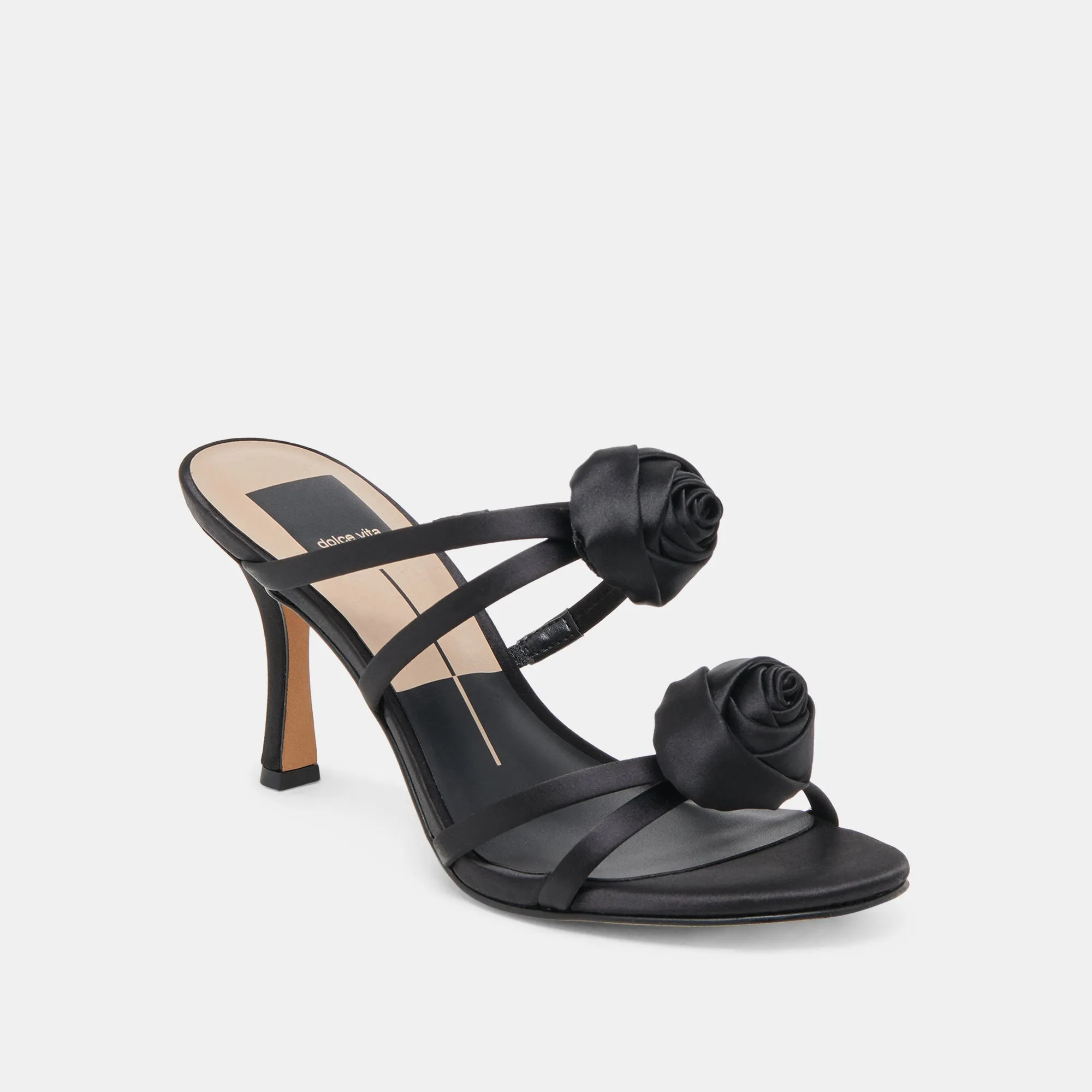 LINZY HEELS ONYX SATIN