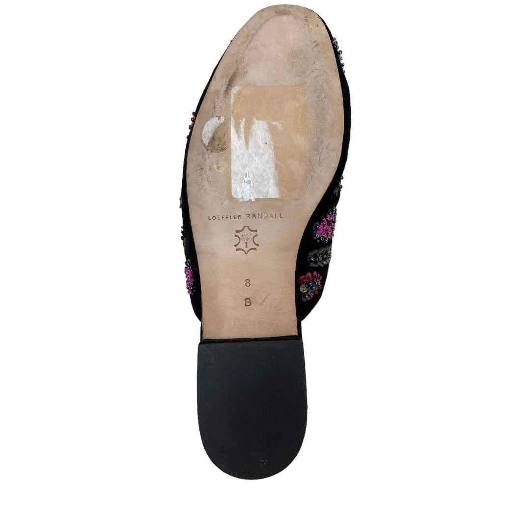 Loeffler Randall Quin Sequin Velvet Mules Flats Slides Shoes New 8 Black
