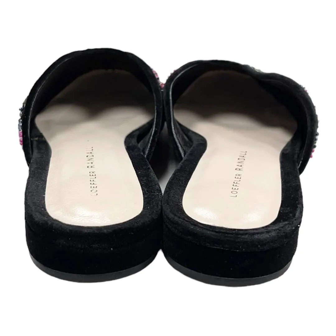 Loeffler Randall Quin Sequin Velvet Mules Flats Slides Shoes New 8 Black