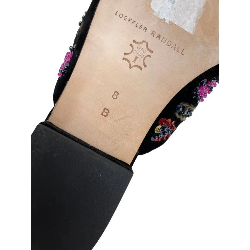 Loeffler Randall Quin Sequin Velvet Mules Flats Slides Shoes New 8 Black