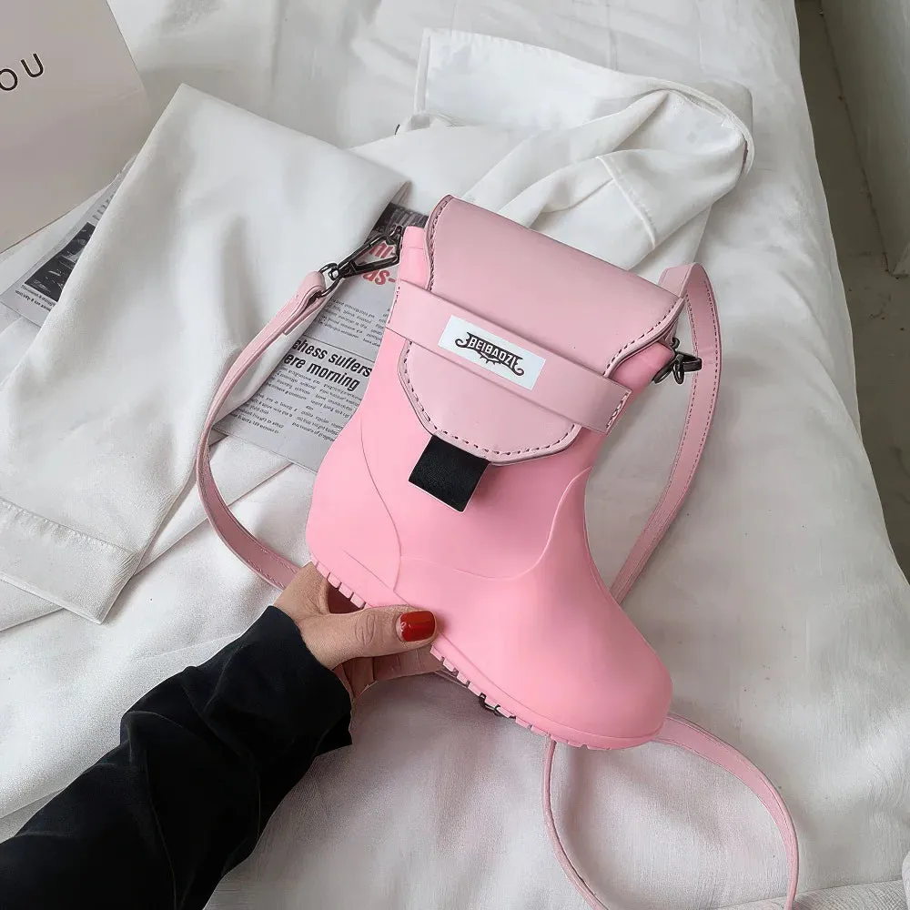 Rain boots shape single shoulder diagonal bag PU small bag