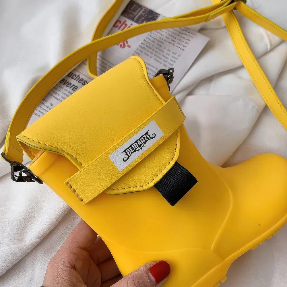 Rain boots shape single shoulder diagonal bag PU small bag