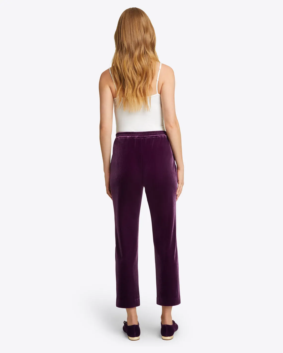 Straight Leg Pants in Plum Velvet